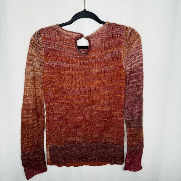 DRESSBARN / orange red gold metallic ombré open knit sweater / M - Picture 2 of 8